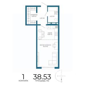 1-к квартира, строящийся дом, 39м2, 10/17 этаж