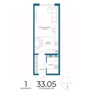 1-к квартира, вторичка, 33м2, 5/17 этаж