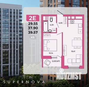 2-к квартира, сданный дом, 40м2, 16/20 этаж