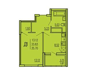 1-к квартира, вторичка, 36м2, 8/17 этаж