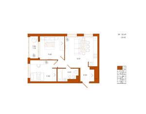 2-к квартира, вторичка, 54м2, 8/18 этаж