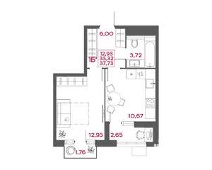 1-к квартира, вторичка, 38м2, 4/14 этаж