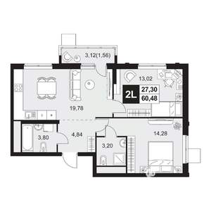 3-к квартира, вторичка, 60м2, 4/20 этаж