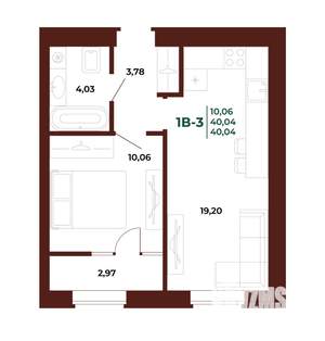 1-к квартира, вторичка, 41м2, 16/17 этаж
