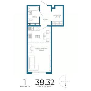 1-к квартира, строящийся дом, 38м2, 2/17 этаж