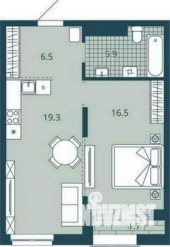 1-к квартира, вторичка, 50м2, 4/24 этаж