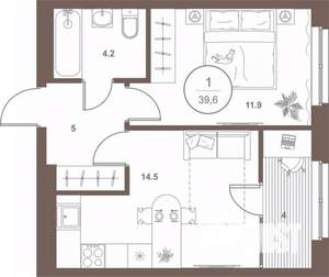 1-к квартира, вторичка, 39м2, 16/16 этаж