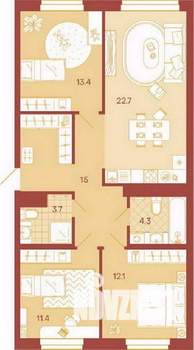 3-к квартира, вторичка, 83м2, 4/17 этаж