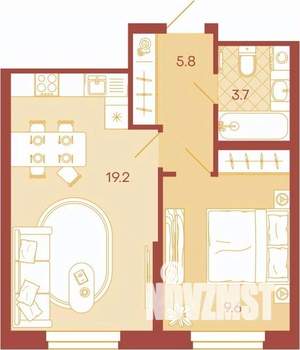 2-к квартира, вторичка, 44м2, 9/17 этаж