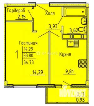 1-к квартира, вторичка, 36м2, 17/20 этаж