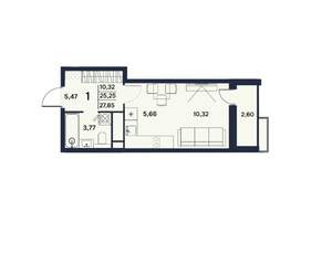 Студия квартира, вторичка, 28м2, 1/17 этаж