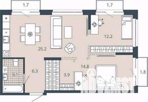 2-к квартира, вторичка, 72м2, 14/23 этаж