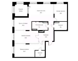 3-к квартира, вторичка, 150м2, 22/23 этаж