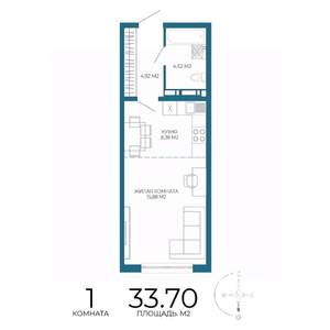 1-к квартира, вторичка, 34м2, 5/17 этаж