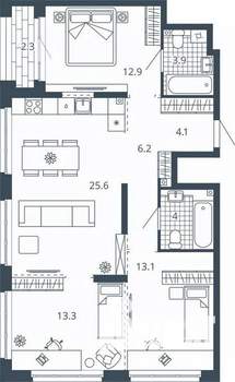 3-к квартира, вторичка, 85м2, 8/24 этаж