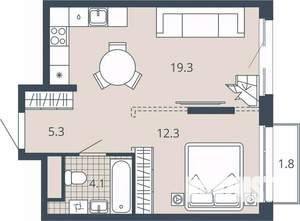 1-к квартира, вторичка, 43м2, 5/23 этаж