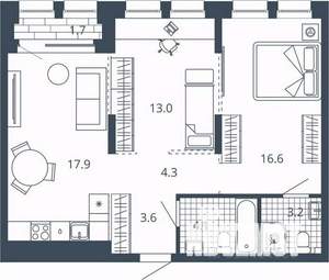 2-к квартира, вторичка, 64м2, 5/24 этаж