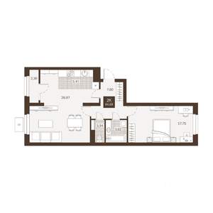 2-к квартира, вторичка, 65м2, 3/22 этаж