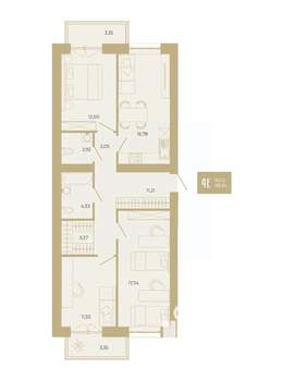 4-к квартира, вторичка, 89м2, 5/17 этаж