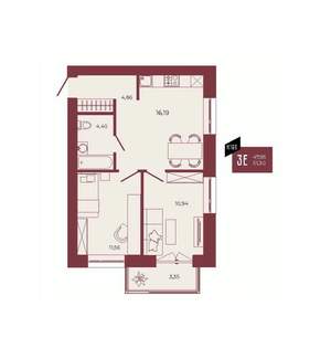 3-к квартира, вторичка, 51м2, 6/17 этаж