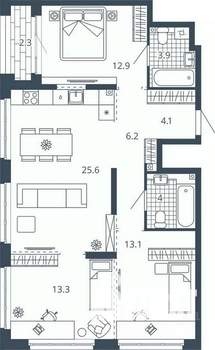 3-к квартира, вторичка, 85м2, 18/24 этаж