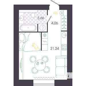 Студия квартира, строящийся дом, 31м2, 1/16 этаж