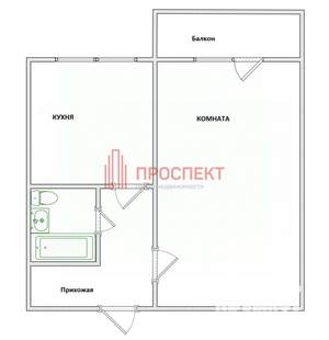 1-к квартира, вторичка, 35м2, 5/9 этаж