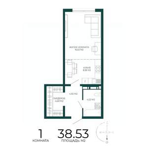 1-к квартира, вторичка, 39м2, 17/17 этаж