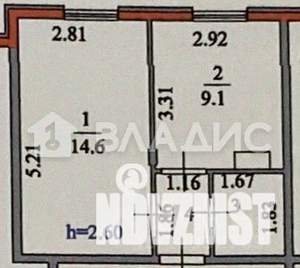 1-к квартира, вторичка, 29м2, 3/3 этаж