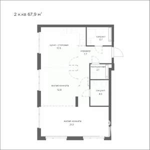 2-к квартира, вторичка, 68м2, 8/21 этаж