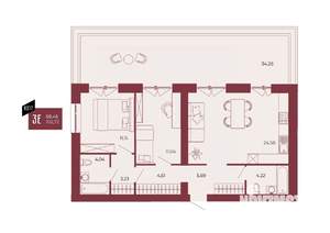 3-к квартира, вторичка, 103м2, 1/17 этаж