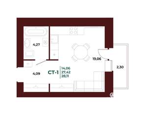 Студия квартира, вторичка, 28м2, 13/17 этаж