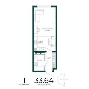 1-к квартира, строящийся дом, 34м2, 10/17 этаж