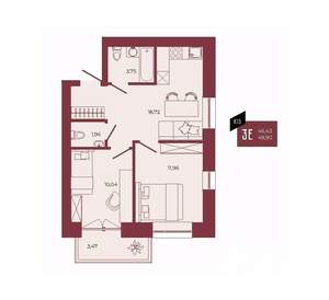 3-к квартира, вторичка, 50м2, 3/17 этаж