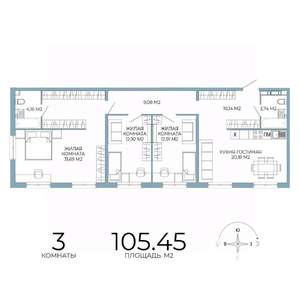 3-к квартира, строящийся дом, 105м2, 8/18 этаж