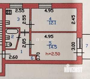 2-к квартира, вторичка, 41м2, 5/5 этаж