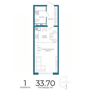 1-к квартира, строящийся дом, 34м2, 4/17 этаж