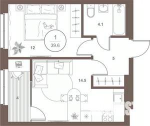 1-к квартира, вторичка, 40м2, 2/16 этаж