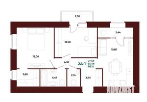 2-к квартира, вторичка, 67м2, 10/17 этаж