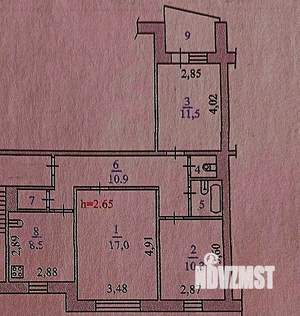 3-к квартира, вторичка, 63м2, 9/10 этаж