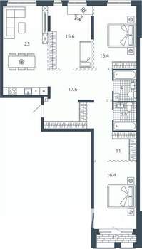 3-к квартира, вторичка, 108м2, 12/24 этаж