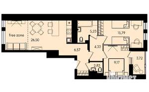3-к квартира, вторичка, 74м2, 17/17 этаж