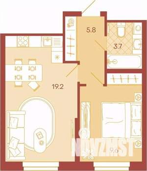 2-к квартира, вторичка, 44м2, 6/17 этаж
