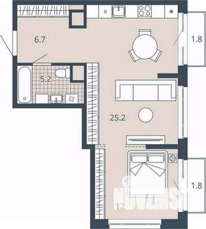 1-к квартира, вторичка, 53м2, 8/23 этаж