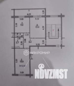 2-к квартира, вторичка, 53м2, 2/5 этаж