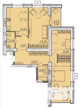 3-к квартира, вторичка, 93м2, 17/18 этаж