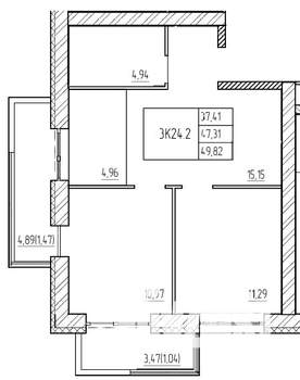 3-к квартира, вторичка, 56м2, 16/17 этаж