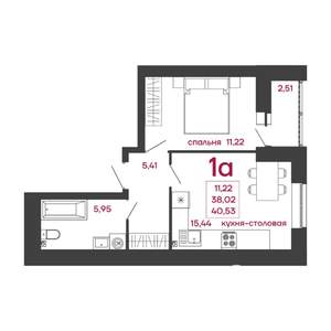 1-к квартира, вторичка, 41м2, 15/17 этаж