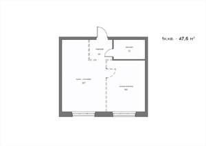 1-к квартира, вторичка, 48м2, 21/21 этаж