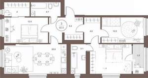 3-к квартира, вторичка, 93м2, 16/16 этаж